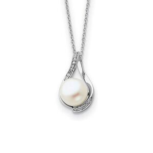 Embraced Forever Cultured Pearl Silver Necklace with Cubic Zirconia